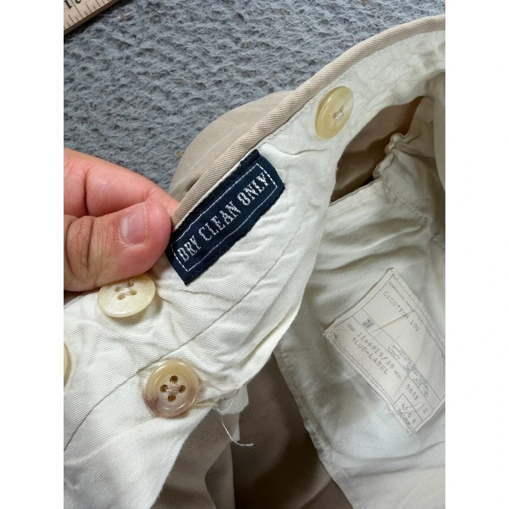 Vintage Polo Ralph Lauren Blue Label Pants Mens 38x32 Khaki Pleated Chino Italy
